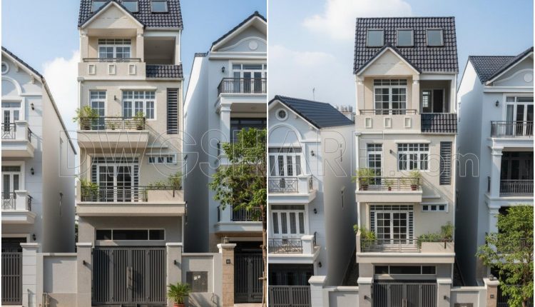 439. Download Cad Design Drawings For A 4-story House With Dimensions 5m x 25m (1)