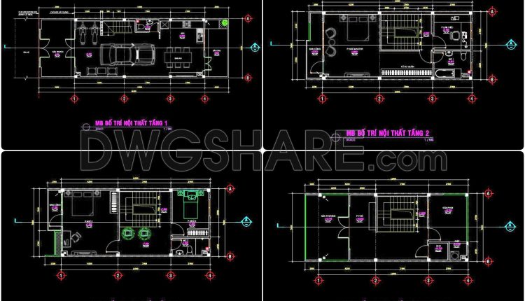 494. Download CAD Design Drawings for a 4-Story House with Dimensions 5m x 16m (2)