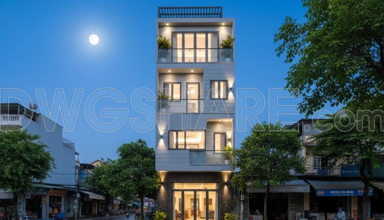 494. Download CAD Design Drawings for a 4-Story House with Dimensions 5m x 16m (3)