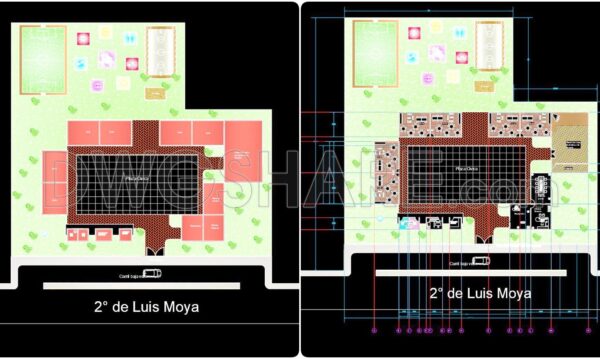 54. Free Download CAD Drawings of Floor Plans and Elevations of a Kindergarten with Playground