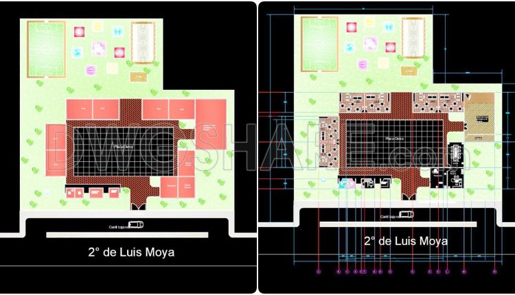 54. Free Download CAD Drawings of Floor Plans and Elevations of a Kindergarten with Playground (2)