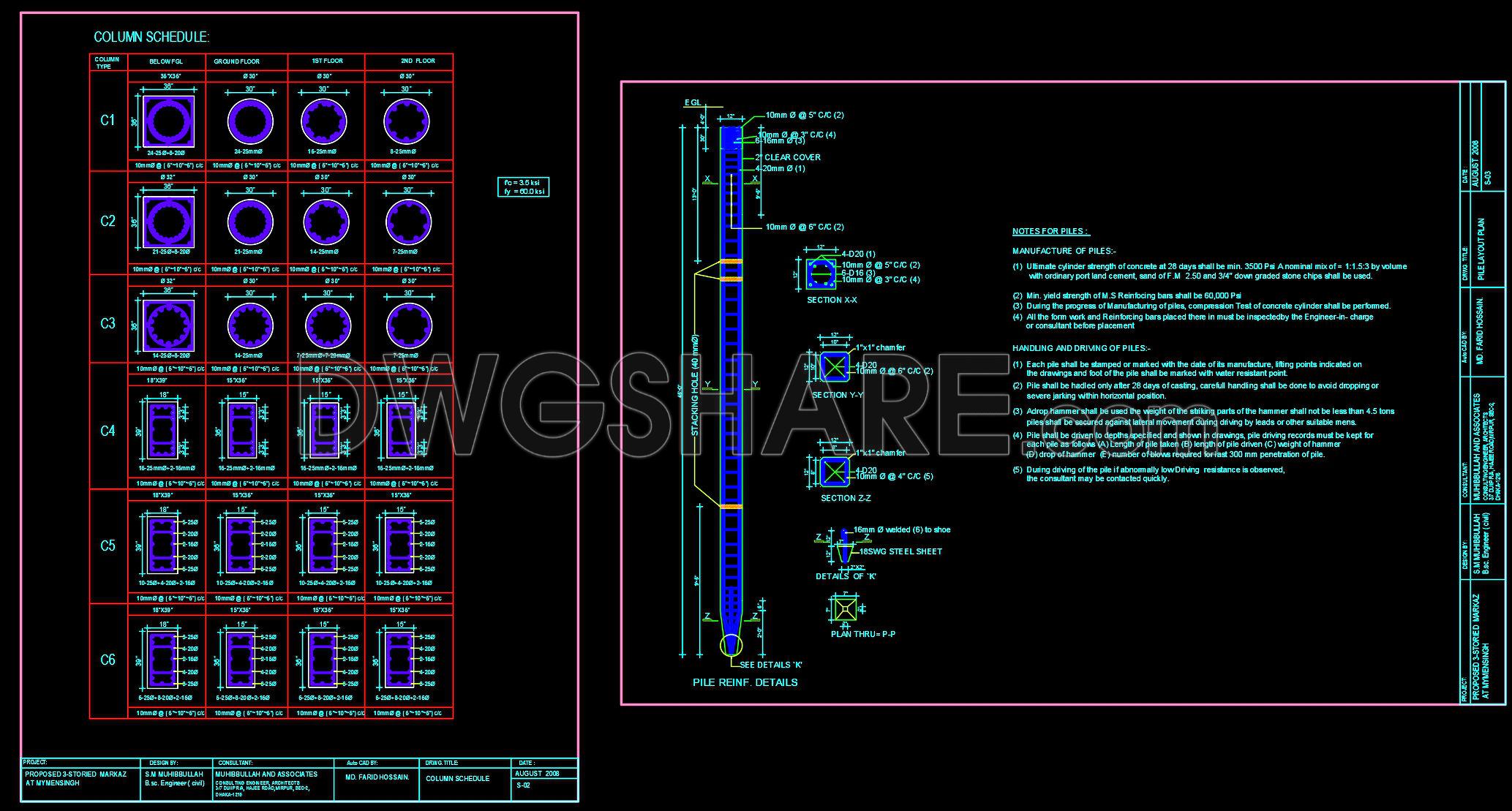 703. Free Download Precast Pile Foundation Layout CAD Drawing (2)