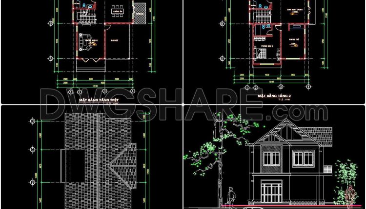 808. 2-Story House CAD Design with Thai Roof – Floor Plans, Elevations & Sections (1)