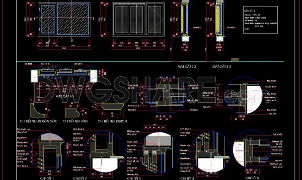846. Free CAD Drawing of Double-Layer Window – Glass & Wooden Louver Design