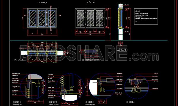 847. Free CAD Drawing of Double-Layer Window – Glass & uPVC Louver Design