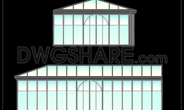 874. Download File AutoCAD Glass Conservatory Design Full Elevations