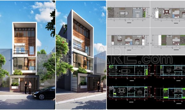 911. Download CAD Drawings of a 4-Story Family House Concept Design (5m × 18m Plot Size)