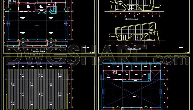 02. Free Download 1100m2 Showroom Design Cad Drawing