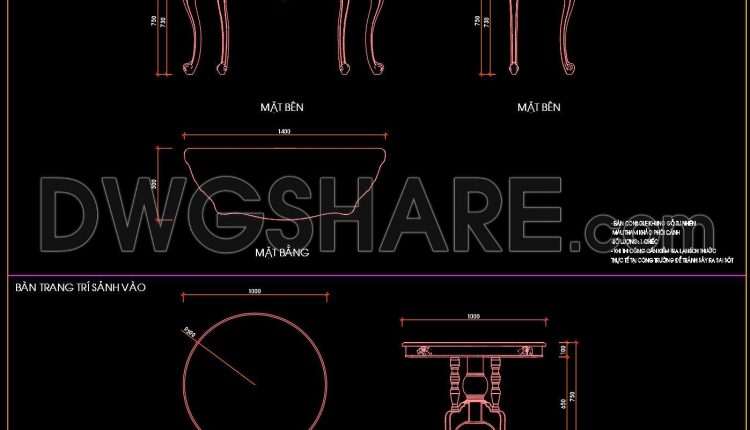 103. Decorative Dining Console Table CAD Block with Dimensions (1)