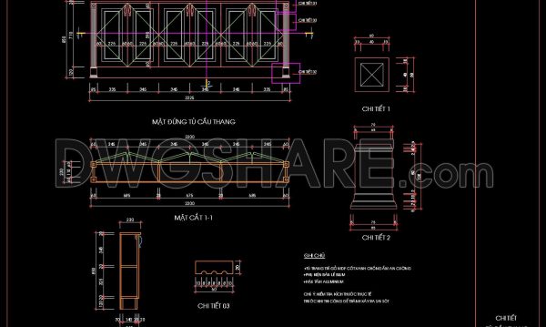 104. Under Stair Storage Cabinet Detail DWG for Interior Design