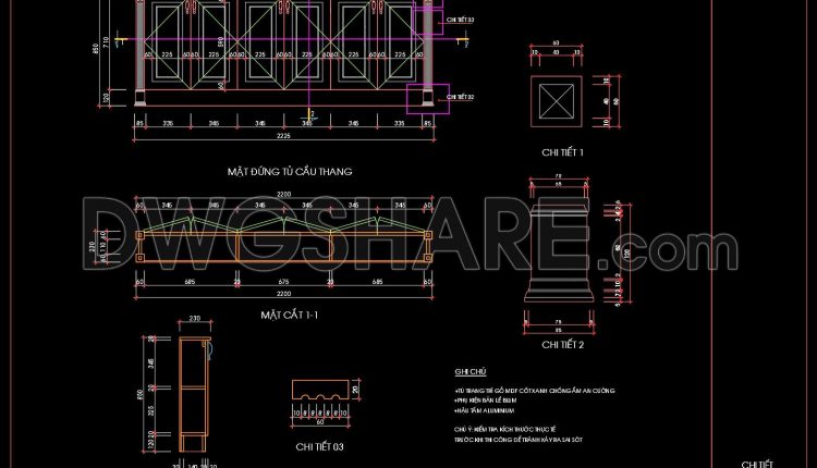 104. Under Stair Storage Cabinet Detail DWG for Interior Design (1)
