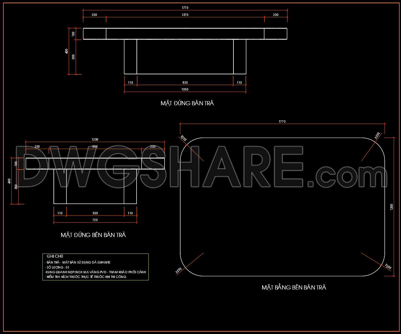 110. Modern Coffee Table CAD Details – Plan, Elevation and Construction Drawings (1)