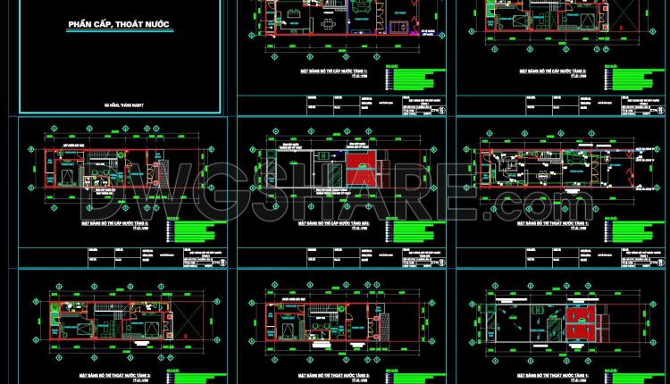 167. House Plumbing Design CAD Drawings with Water Supply, Drainage and Septic Tank Details (2)
