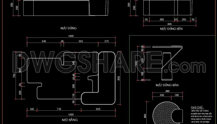 171. Modern Coffee Table CAD Drawing with Organic Contemporary Design (1)