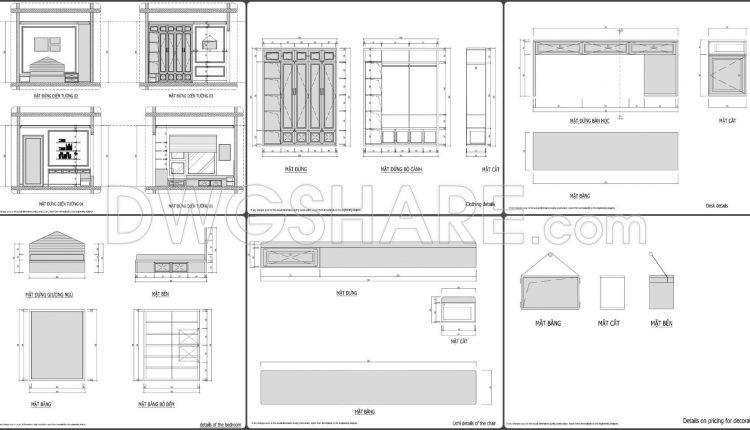 172. Custom Bedroom Cabinetry and Furniture Technical Drawings (1)