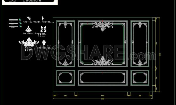 3 months ago
                

                
             738173. Free Download Luxury French-Style Background Wall Module DWG File