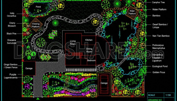209. Download Free Villa Courtyard Landscape Plan CAD (DWG Files) (1)