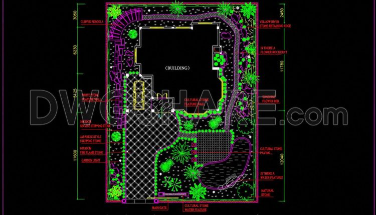 210. Free Villa Courtyard Layout Plan CAD – Detailed Landscape Design (1)