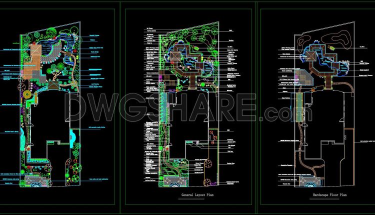 212. Free Villa Courtyard Landscape Layout CAD – Detailed Design Plan (3)