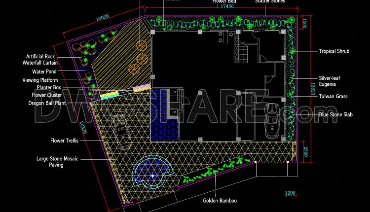 213. Villa Courtyard Landscape Design Scheme CAD – Free Download (1)