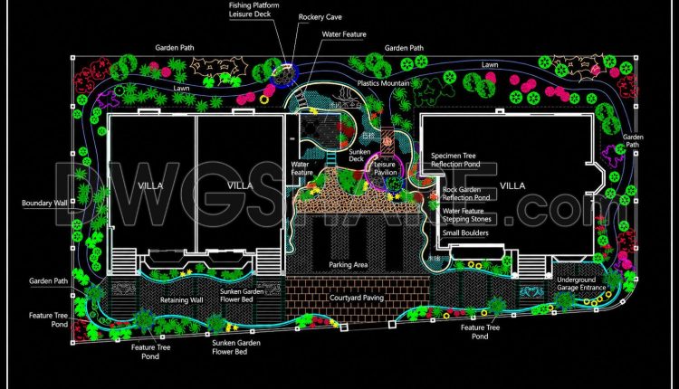 217. Free Download Villa Landscape Design Scheme CAD (DWG) (1)