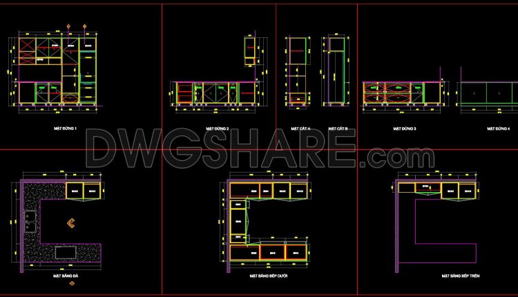 240. Free DWG Files of Modern Kitchen Cabinet Technical Details (1)
