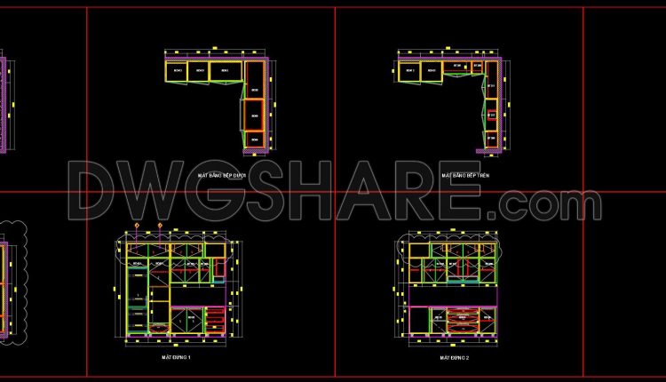 241. Free DWG Files of Modern Kitchen Cabinet Technical Details (1)