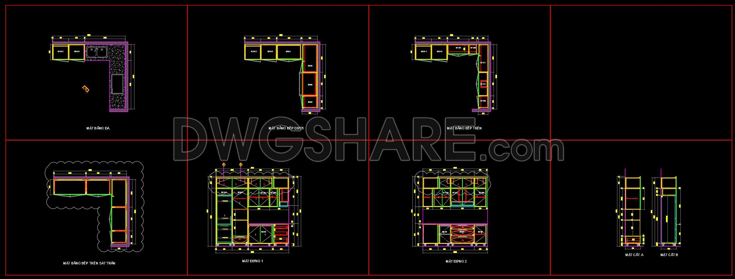 241. Free DWG Files of Modern Kitchen Cabinet Technical Details (1)