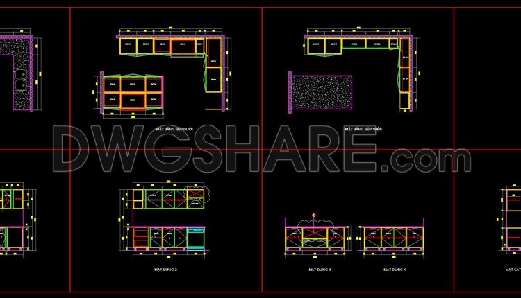 243. Free DWG Files of Modern Kitchen Cabinet Technical Details (1)