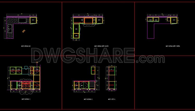 245. Free DWG Files of Modern Kitchen Cabinet Technical Details (1)