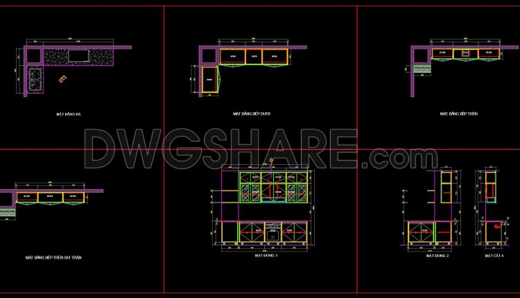 247. Free DWG Files of Modern Kitchen Cabinet Technical Details (1)