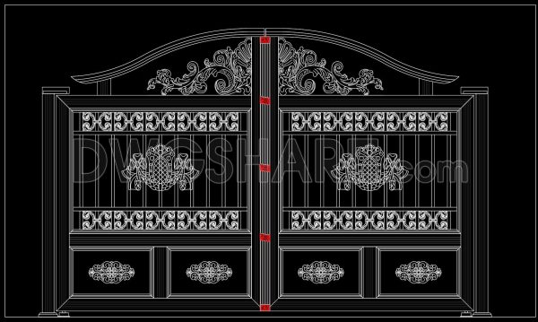 271. AutoCAD Drawing Free Download – Elegant Classic Villa Gate with Artistic Patterns