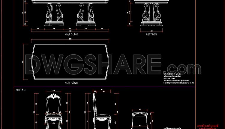 277. Elegant Dining Table Set CAD Block with Ornamental Chair (1)