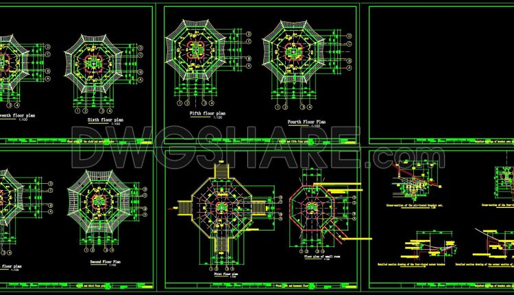 29. Multi-story Pagoda Tower Cad Drawings And Construction Details (1)