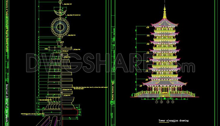 29. Multi-story Pagoda Tower Cad Drawings And Construction Details (3)