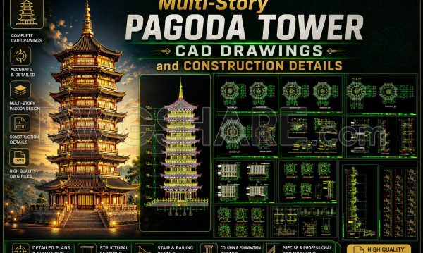 29. Multi-Story Pagoda Tower CAD Drawings and Construction Details