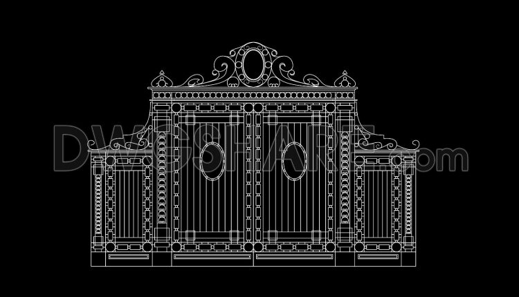 293. Classic Wrought Iron Gate CAD Drawings with Ornamental Decorative Details (1)