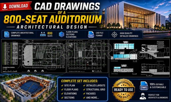 30. Download CAD Drawings of a 800-Seat Auditorium Architectural Design