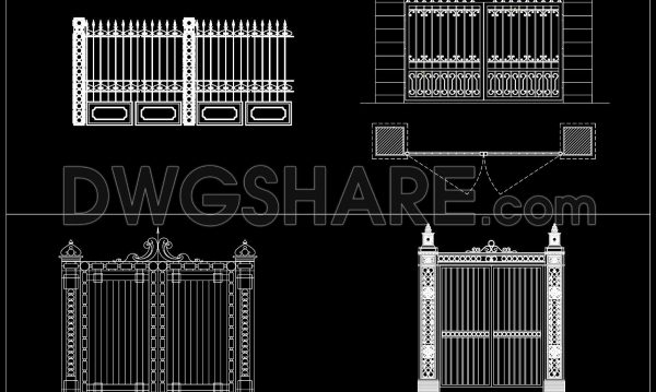 302. Architectural Iron Gate CAD Plans with Fence Details