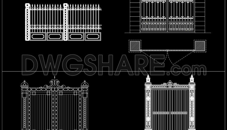 302. Architectural Iron Gate CAD Plans with Fence Details (1)