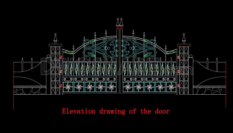 309. Luxury Decorative Iron Gate CAD Design for Villas (1)