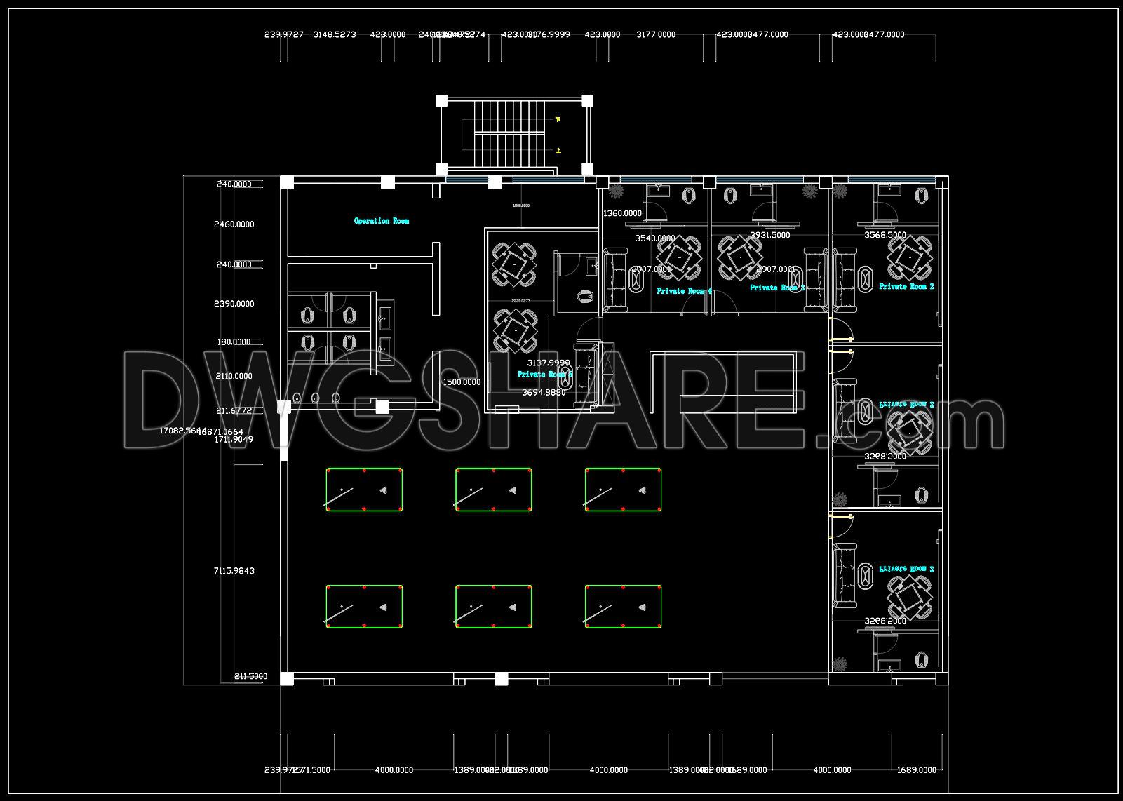 40. Free Download of CAD Floor Plan Design for a 450m2 Billiards Club (1)