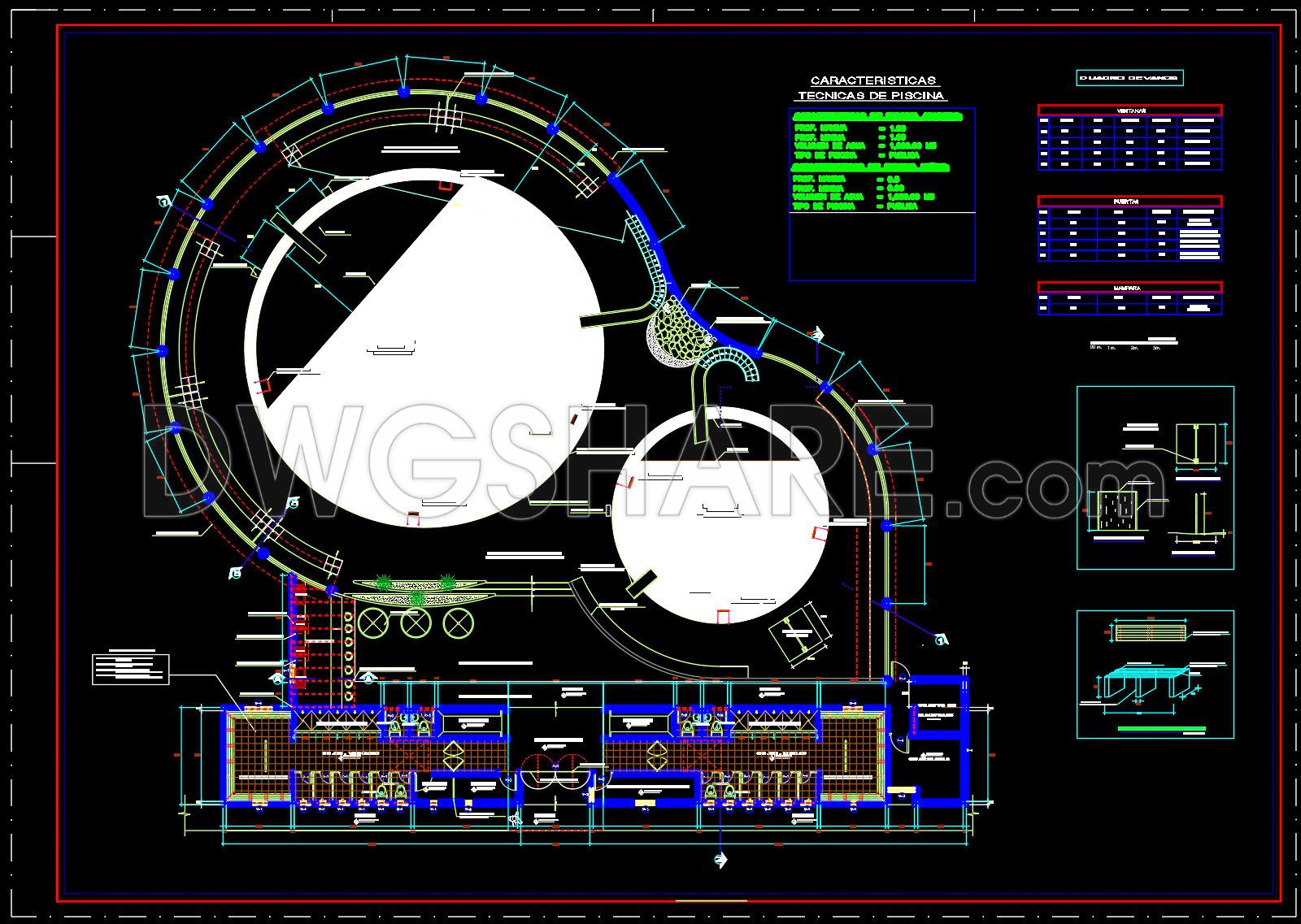 41. Detailed AutoCAD drawings for the construction of adult and children's pools (2)