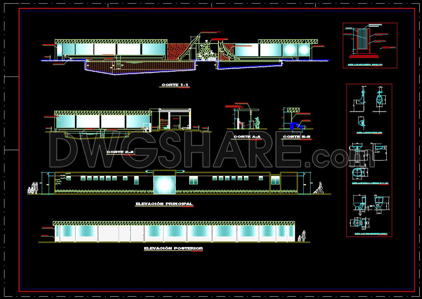 41. Detailed AutoCAD drawings for the construction of adult and children's pools (3)