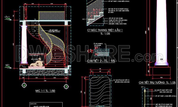 434. Free Spiral Staircase CAD Drawings – Detailed Plans, Sections & Construction Details