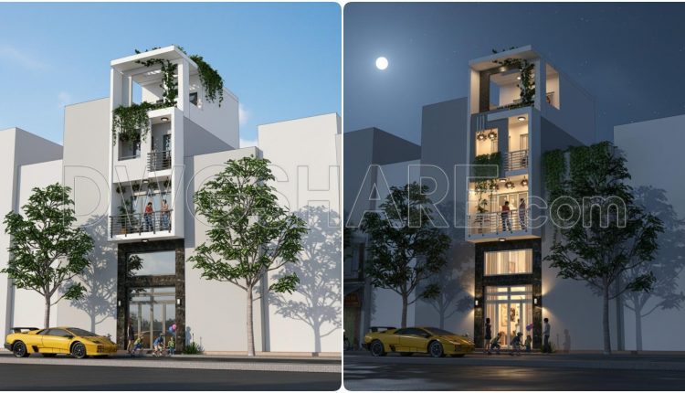 437. Download Cad Design Drawings For A 4-story House With Dimensions 4m x 7,8m (2)