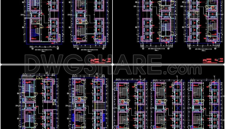 441. Free DWG Apartment Core Plans – Staircase & Elevator Layouts, Sections Included (2)
