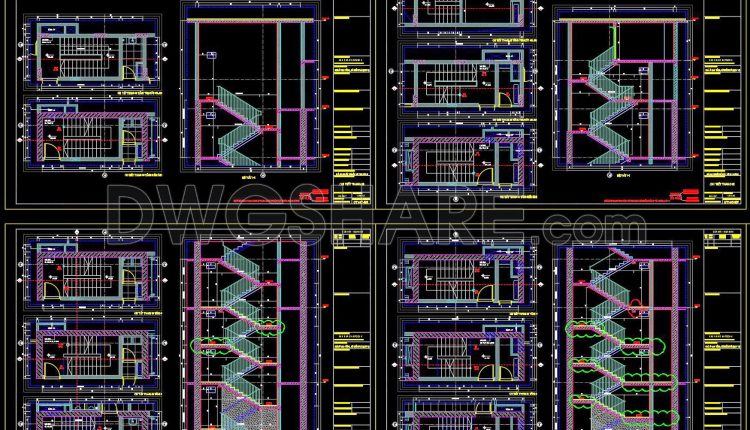 442. Free Staircase CAD Layouts – Detailed Plans, Sections & Construction Drawings DWG (2)