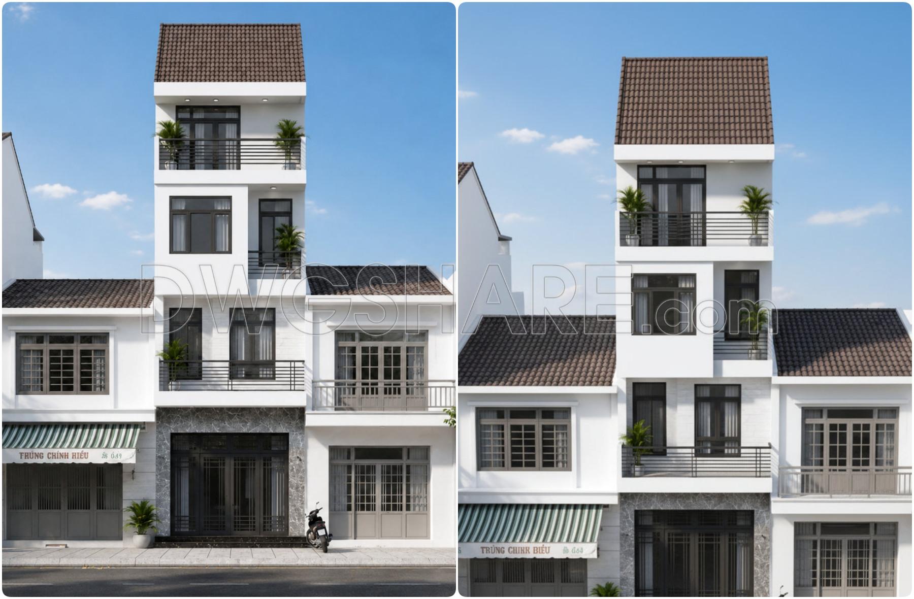 446. Architectural CAD Drawings for a 4m x 15m Modern 4-Storey House (4)
