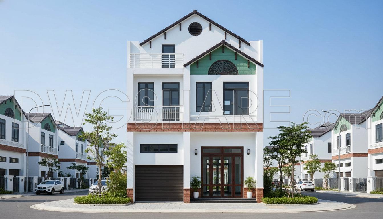 447. Architectural CAD Drawings for a 8m x 18m Modern 3-Storey House (4)
